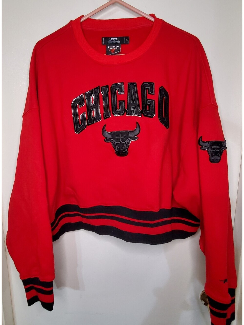 Pro Standard Chicago Bulls Women’s Cropped Crewneck Sweatshirt Large Red NBA